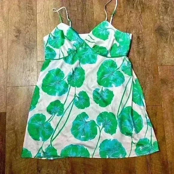 Diane von Furstenberg DVF Leaf Print Mini Dress Summer Sleeveless XL - Picture 1 of 8